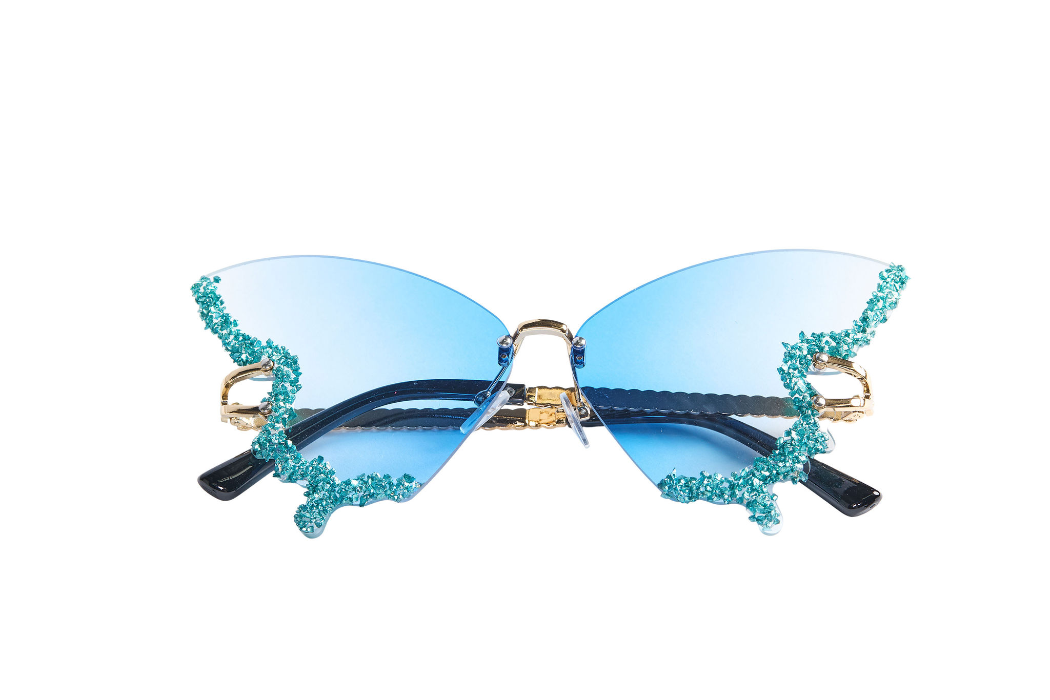 Blue Butterfly Rhinestone Glasses