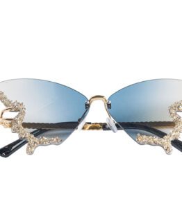 Grey Butterfly Rhinestone Glasses