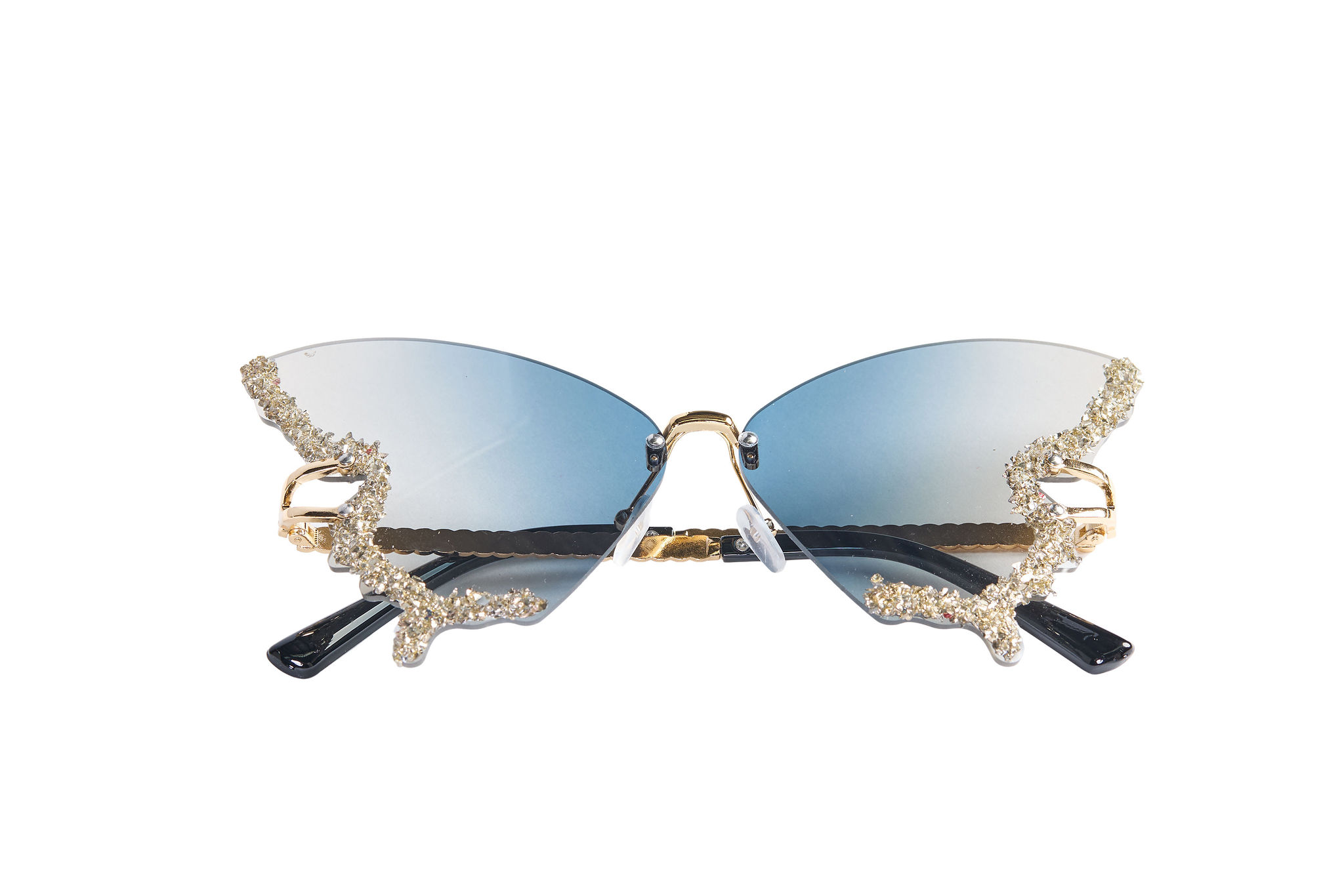 Grey Butterfly Rhinestone Glasses