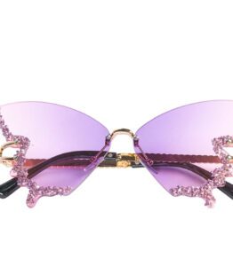 Purple Butterfly Rhinestone Glasses