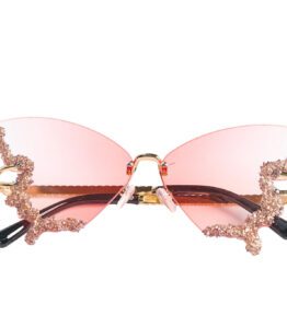 Pink Butterfly Rhinestone Glasses