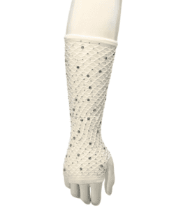 Diamanté Fishnet Gloves – White