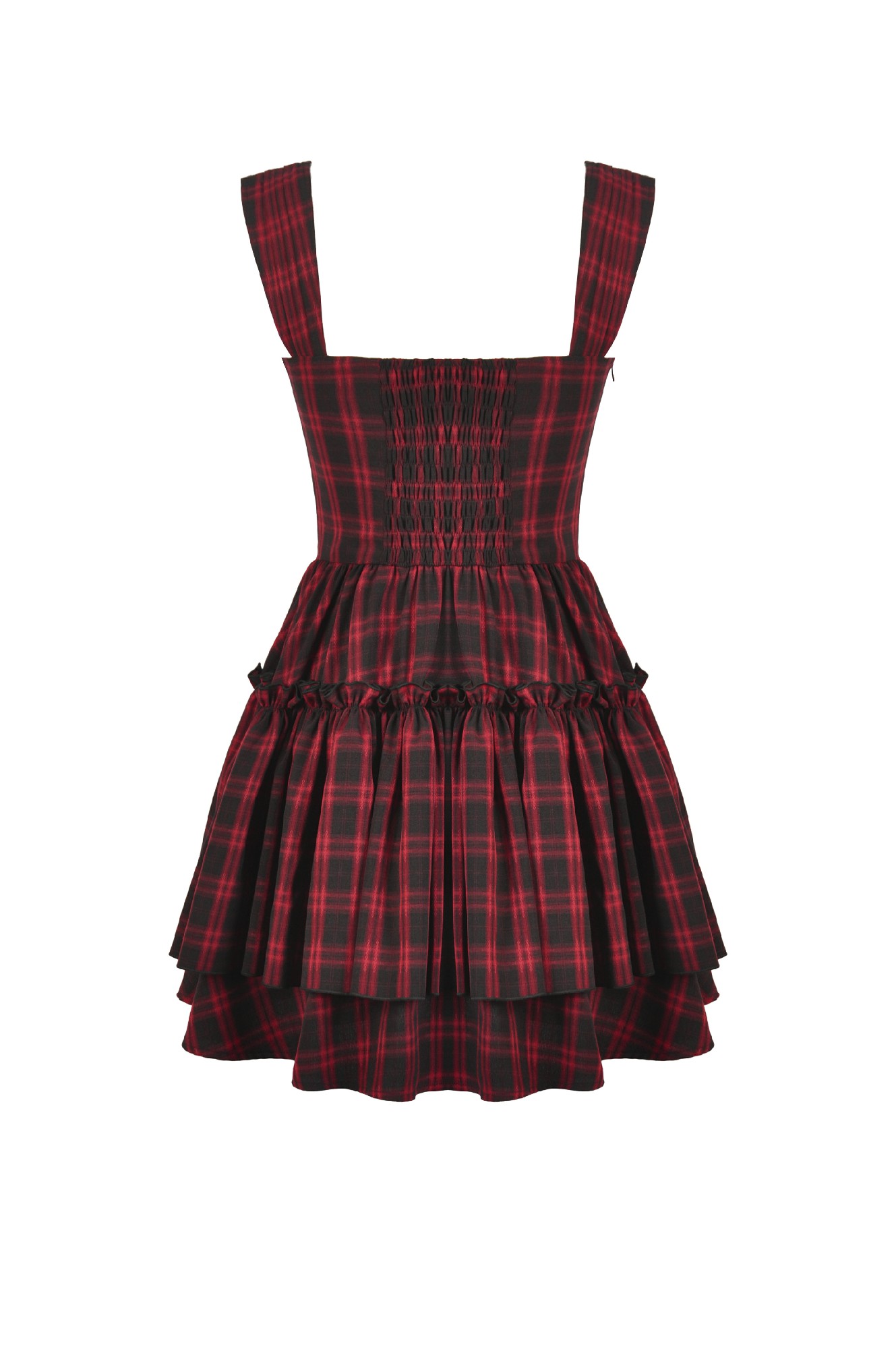 Dark In Love: Red Plaid Corset Lace-Up Mini Dress