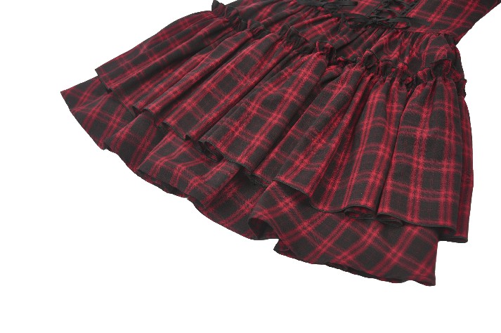 Dark In Love: Red Plaid Corset Lace-Up Mini Dress
