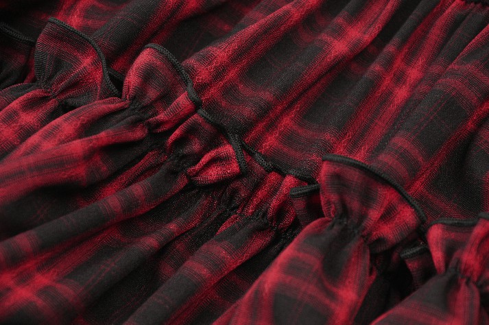 Dark In Love: Red Plaid Corset Lace-Up Mini Dress