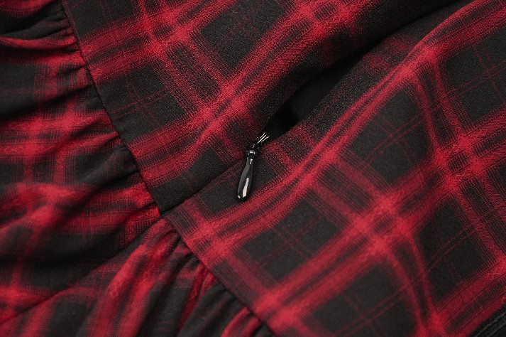 Dark In Love: Red Plaid Corset Lace-Up Mini Dress
