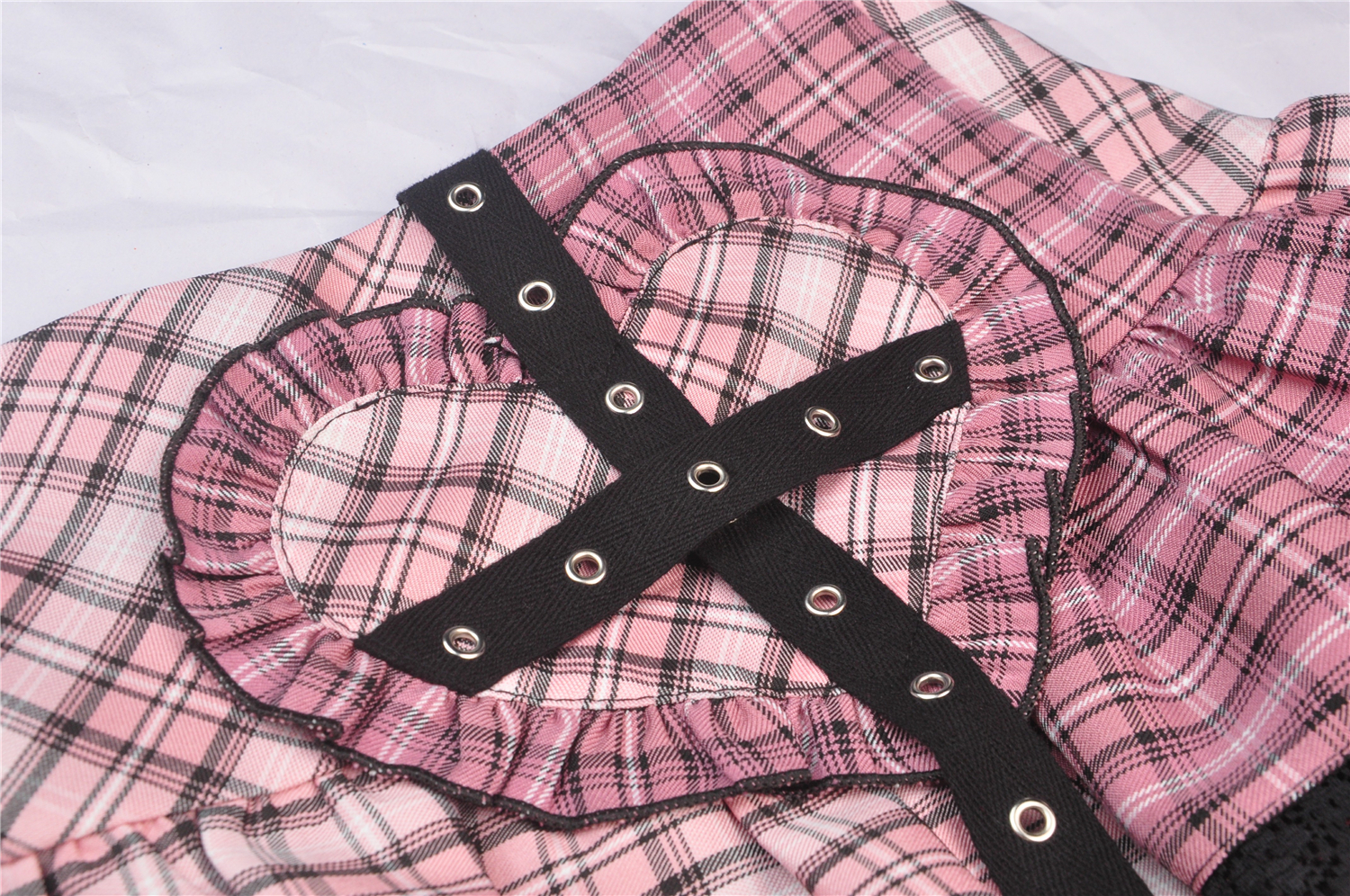 Dark In Love: Pink Plaid Heart Cross Mini Skirt