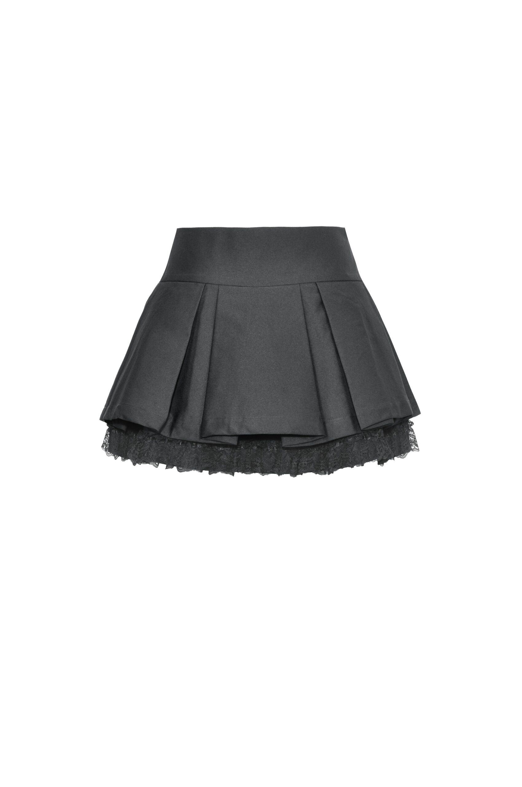 Dark In Love: Black Studded Belt & Heart Pocket Pleated Skirt
