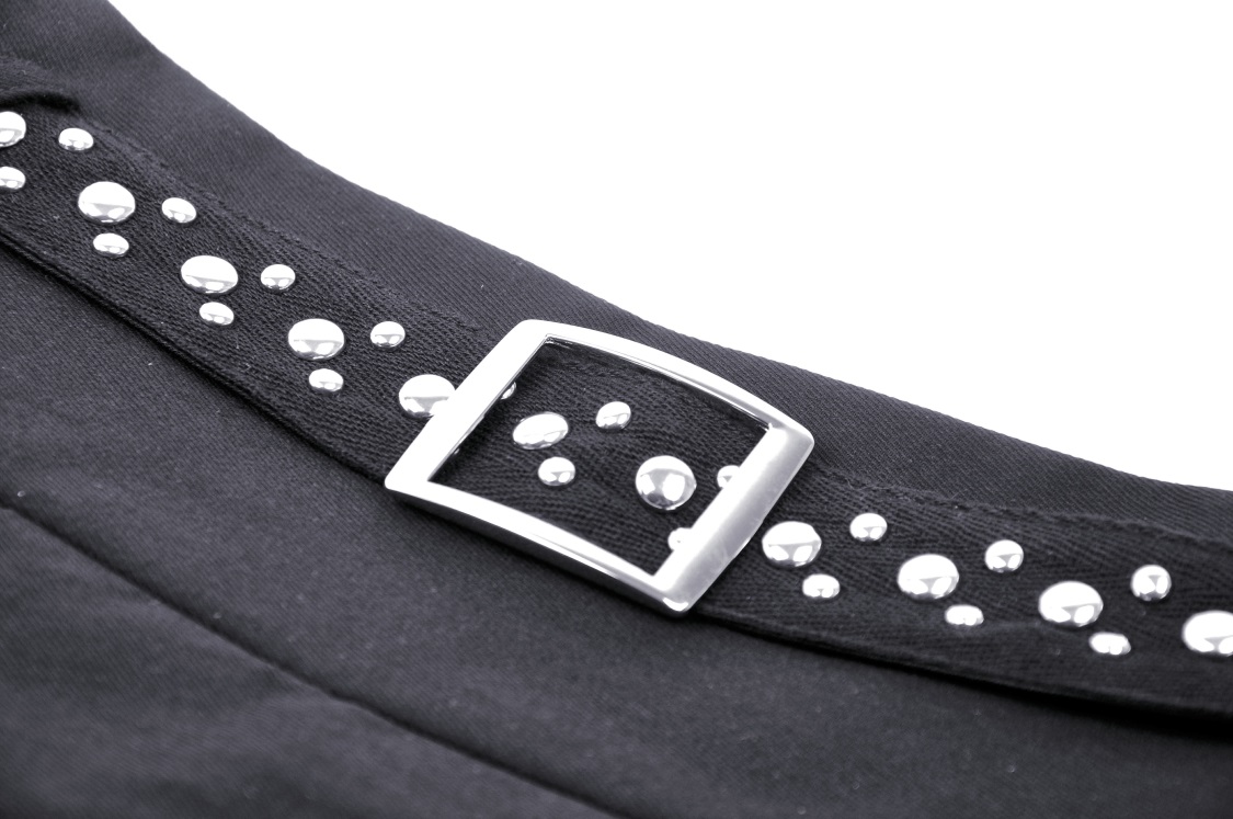 Dark In Love: Black Studded Belt & Heart Pocket Pleated Skirt